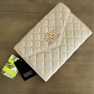 Badgley Mischka Women’s Vegan Leather Crossbody Bag Gold Hardware Off White NWT